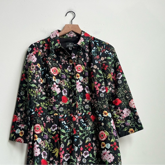 Adrianna Papell Button Collared Dress size 6 floral Bloom wedding Ruffle Money - Picture 4 of 12